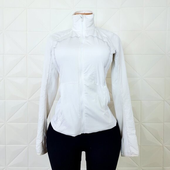 Lululemon Women's White Run For Cold Primaloft Full Zip Puffer Jacket Size 6 - Picture 2 of 10